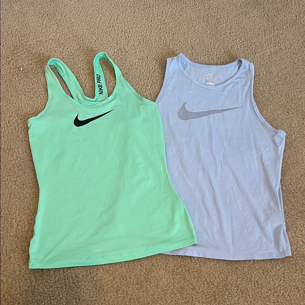 Nike Mint Green and Light Blue Tank Tops